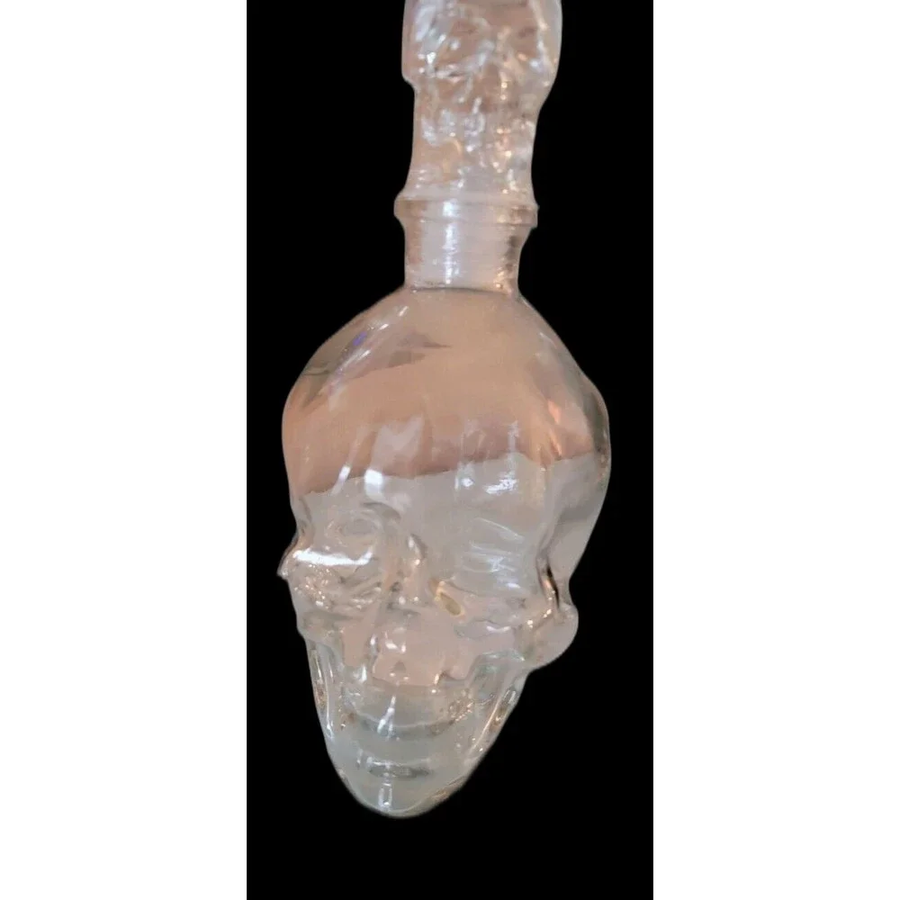 Glass Clear Skull Shaped Decanter Bottle with Airtight Skull Shaped Stopper NEW
